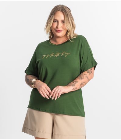 T- Shirt Feminina Manga Curta Secret Glam Verde