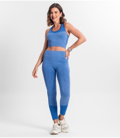 Legging Feminina Cintura Alta Seamless Style Box Azul