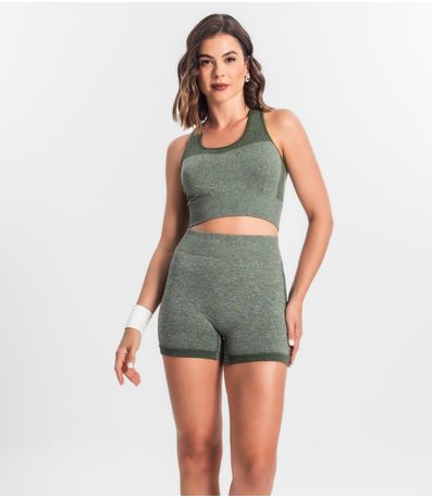 Shorts Fitness Cintura Alta Seamless Style Box Verde