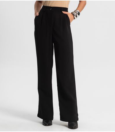 Calça Feminina Reta Em Alfaiataria Style Box Preto