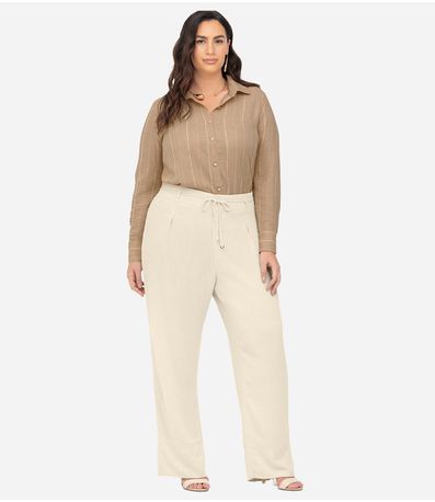 Calça Feminina Reta Secret Glam Bege