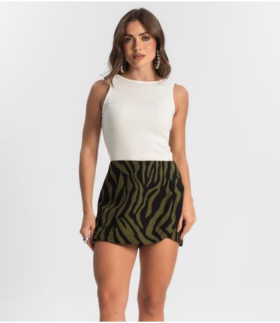 Shorts Saia Feminino Estampado Style Box Verde