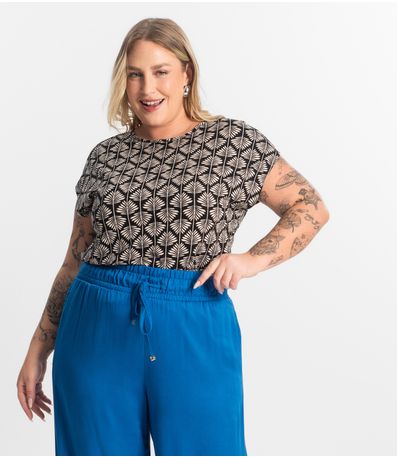 Blusa Manga Morcego Plus Size Secret Glam Preto
