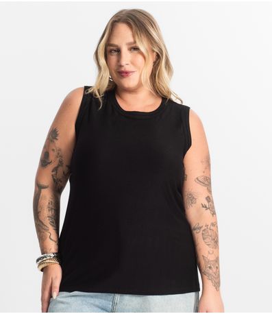 Regata Feminina Plus Size Secret Glam Preto