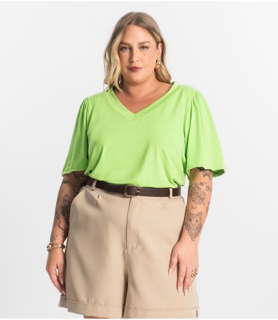 Blusa Feminina Plus Size Em Malha Soft Secret Glam Verde
