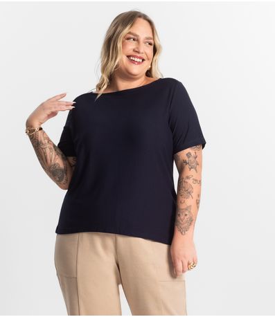 Blusa Feminina Manga Curta Secret Glam Azul
