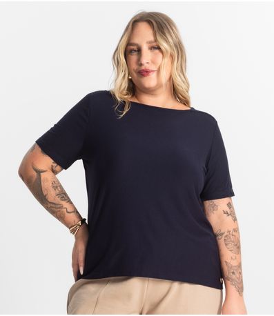 Blusa Feminina Manga Curta Secret Glam Azul