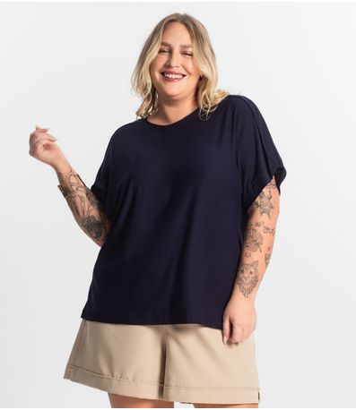 Blusa Feminina Manga Curta Secret Glam Azul