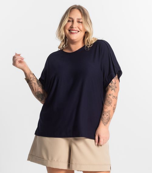 Blusa Feminina Manga Curta Secret Glam Azul