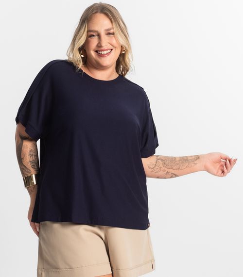 Blusa Feminina Manga Curta Secret Glam Azul