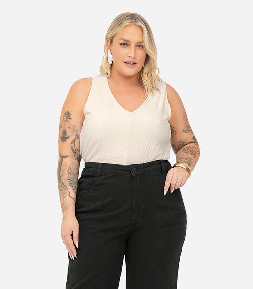 Regata Feminina Plus Size Secret Glam Bege