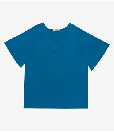 Blusa Visco Tricot Plus Size Secret Glam Azul