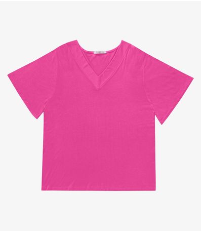 Blusa Visco Tricot Plus Size Secret Glam Rosa