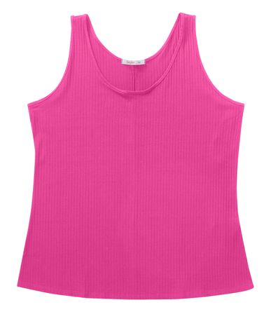 Regata Plus Size Em Ribana Canelada Secret Glam Rosa