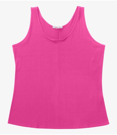 Regata Plus Size Em Ribana Canelada Secret Glam Rosa