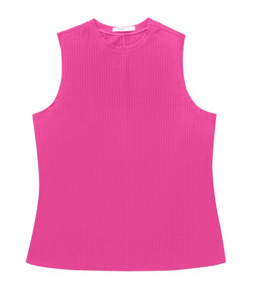Regata Plus Size Em Ribana Canelada Secret Glam Rosa