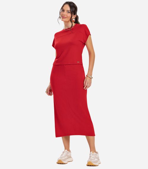 Conjunto Blusa Com Saia Rovitex Vermelho