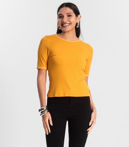 Blusa Feminina Ribana Canelada Amarelo