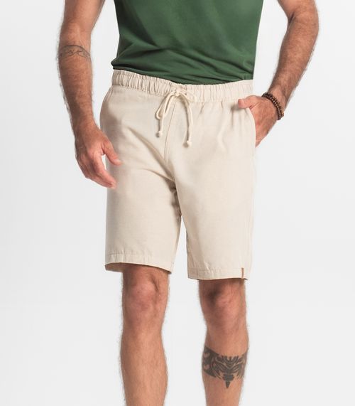 Bermuda Masculina Com Elástico E Bolsos Shift Bege