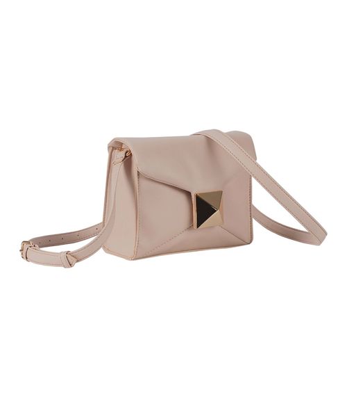 Bolsa Feminina Transversal Com Fecho Dourado Semax Marrom