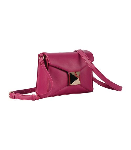 Bolsa Feminina Transversal Com Fecho Dourado Semax Rosa