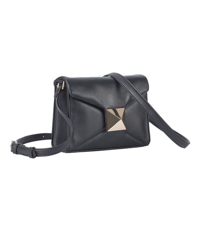 Bolsa Feminina Transversal Com Fecho Dourado Semax Preto