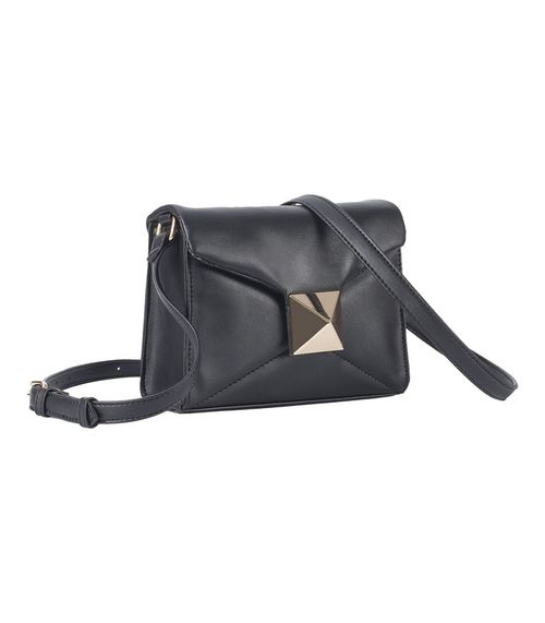 Bolsa Feminina Transversal Com Fecho Dourado Semax Preto