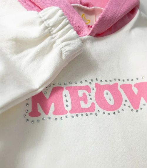 Vestido Infantil Manga Longa Com Capuz Laluna Branco