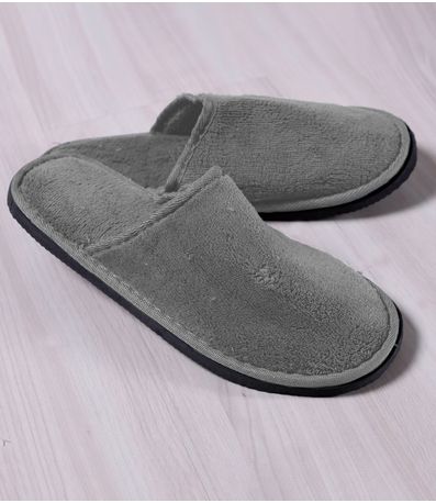 Pantufa Masculina Em Plush Bene Casa Cinza