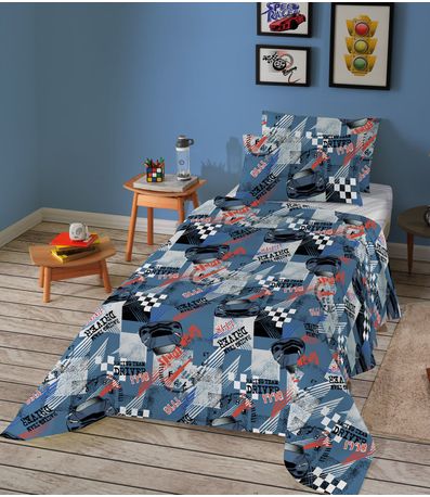 Jogo De Cama Duplo Solteiro Teka Azul