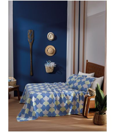 Colcha Allegro Casal Full Teka Azul