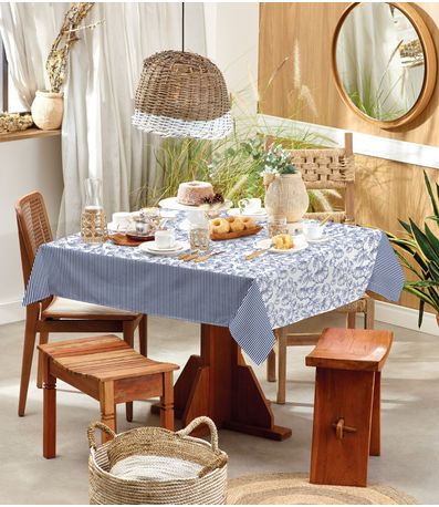 Toalha De Mesa Quadrada Basic 4 Lugares Teka Azul