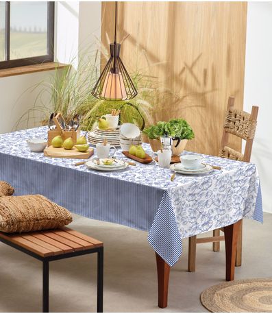 Toalha De Mesa Retangular Basic 6 Lugares Teka Azul