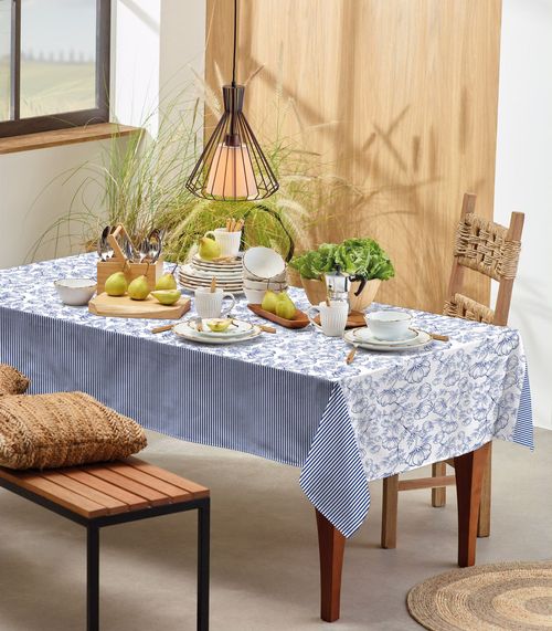 Toalha De Mesa Retangular Basic 6 Lugares Teka Azul