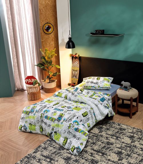 Jogo De Cama Duplo Solteiro Teka Cinza