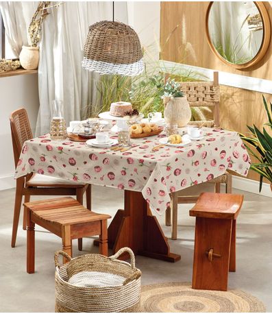 Toalha De Mesa Quadrada Basic 4 Lugares Teka Bege