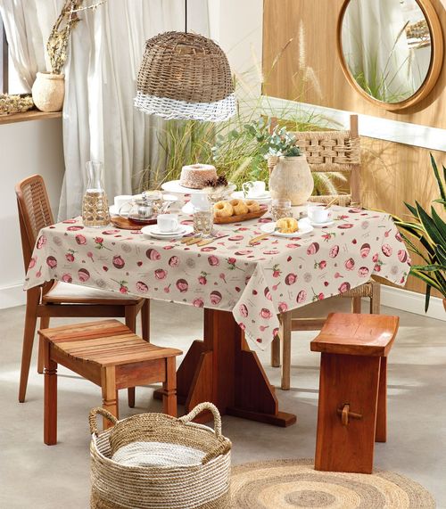 Toalha De Mesa Quadrada Basic 4 Lugares Teka Bege