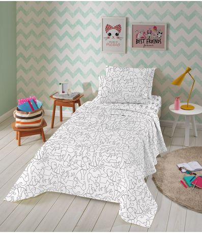 Jogo De Cama Duplo Solteiro Teka Branco