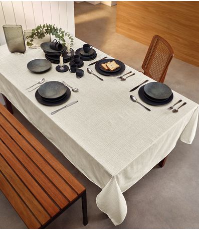 Toalha De Mesa Quadrada 4 Lugares Teka Bege