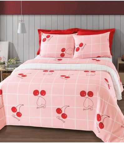 Jogo De Cama Cereja Queen Lar E Lazer Rosa