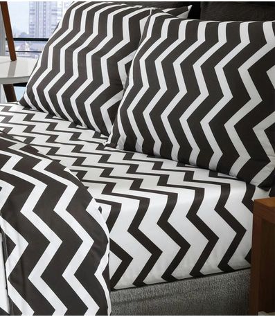 Jogo de Cama Chevron Queen Lar E Lazer Preto