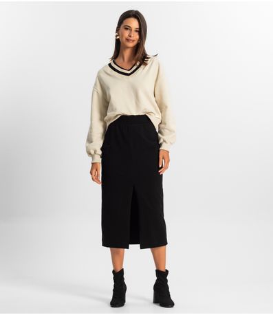 Saia Midi Cargo Feminino Rovitex Preto