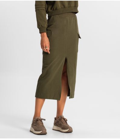 Saia Midi Cargo Feminino Rovitex Verde