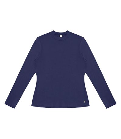 Blusa Feminina Manga Longa Gola Alta Rovitex Azul
