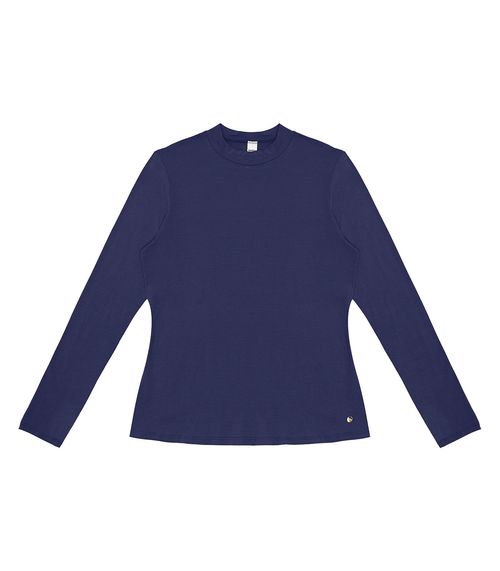 Blusa Feminina Manga Longa Gola Alta Rovitex Azul