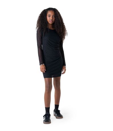 Vestido Juvenil Com Sobreposição Minty Preto
