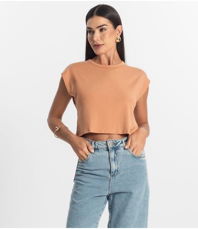 Blusa Básica Feminina Viscotorcion Rovitex Marrom