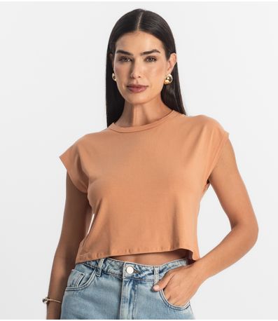 Blusa Básica Feminina Viscotorcion Rovitex Marrom