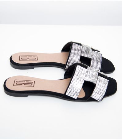 Sandália Feminina Com Strass Select Preto