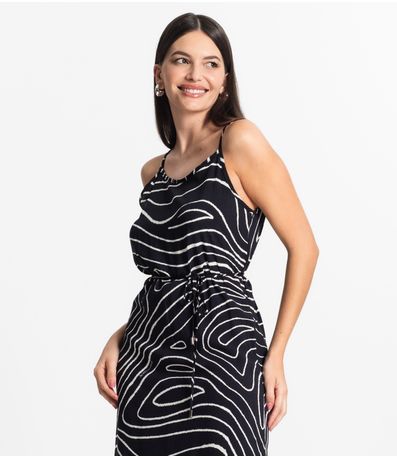 Vestido Midi Feminino Estampado Select Preto